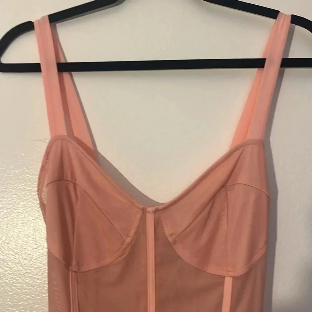 Pretty Little Thing | NEW Dusty pink Binding Bodycon dress Sheer Sexy size 8 US - Picture 3 of 10